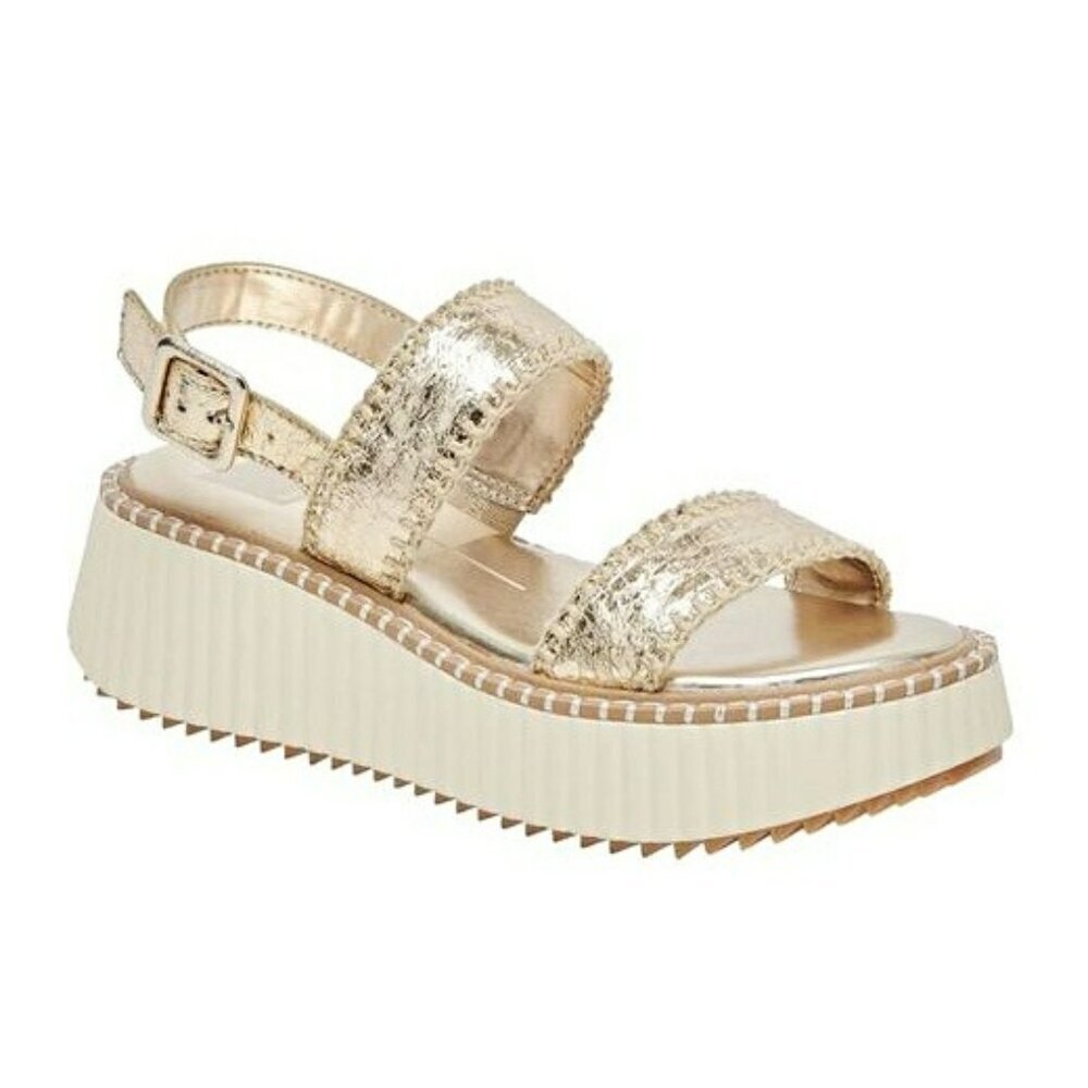 Dolce Vita Daiya Women's Metallic Platinum Platform Sandal Size 9.5 (MSRP $130)